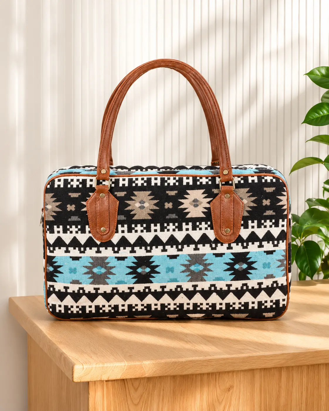 Vintage Blue Stripes Travel Bag