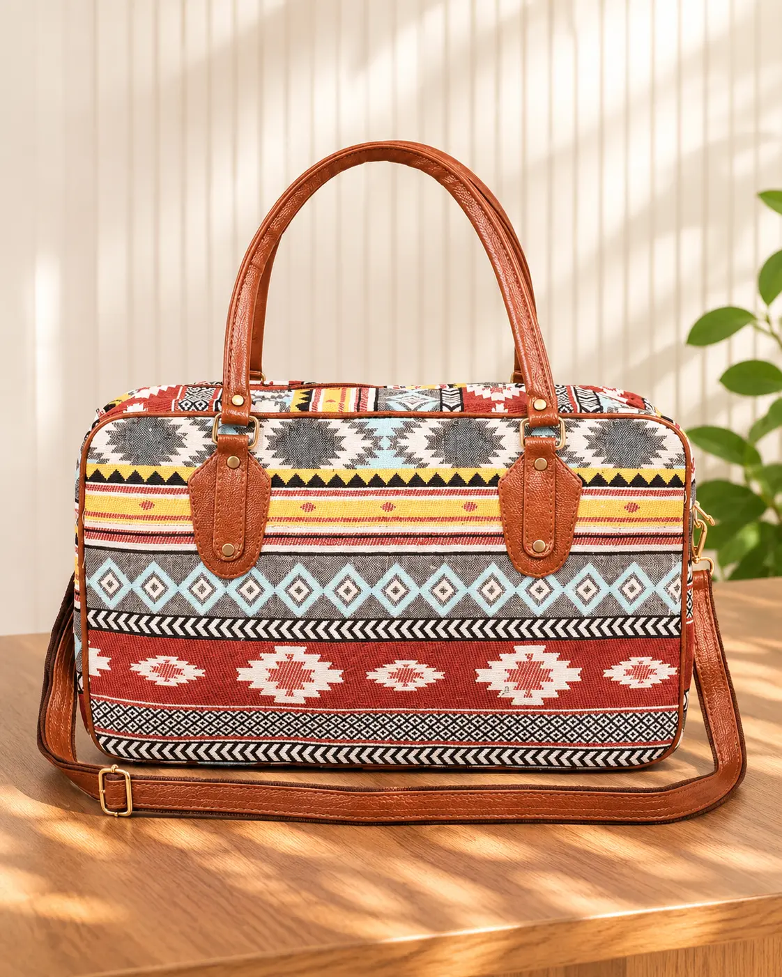 Vintage Brown Stripes Travel Bag