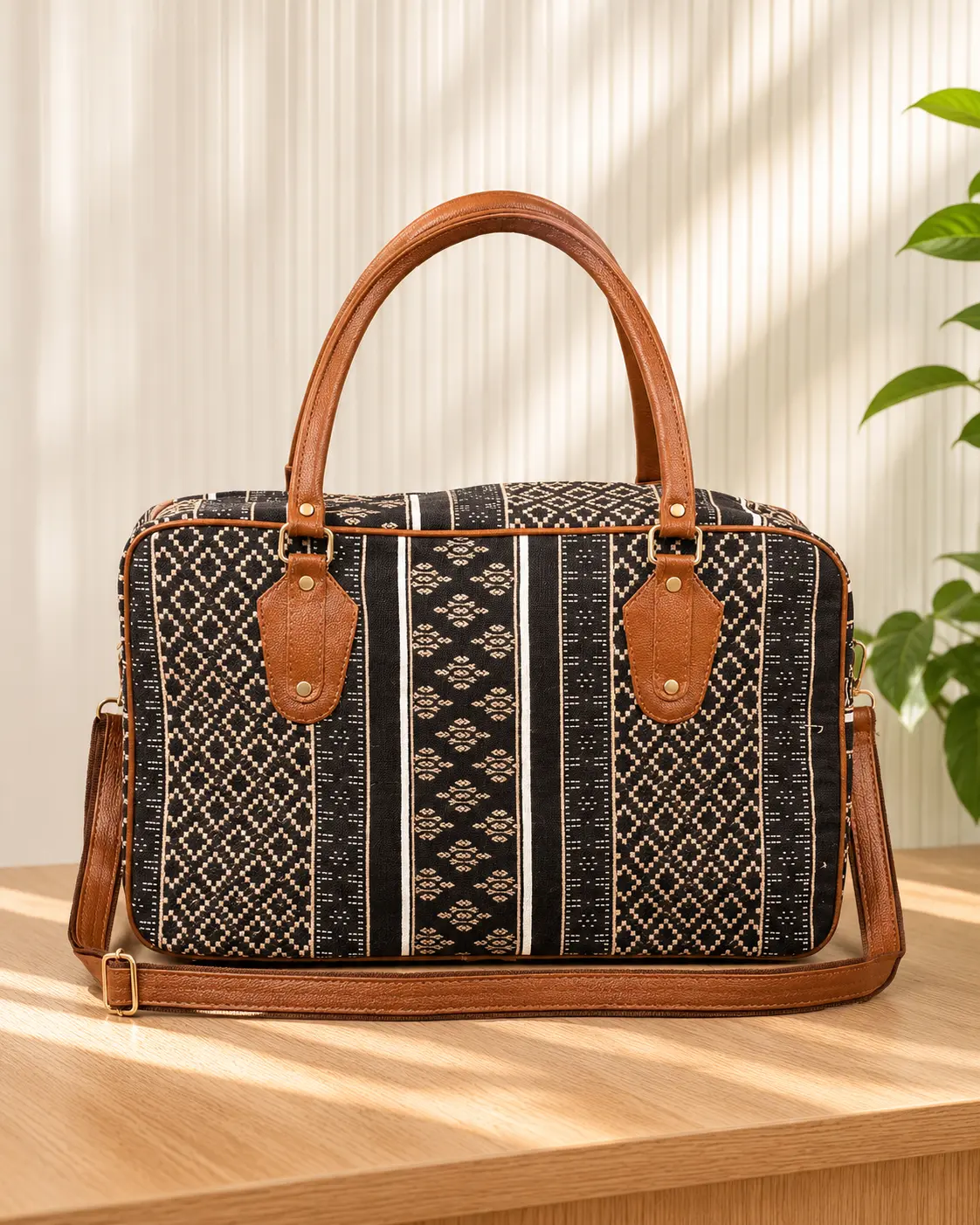 Vintage Beige Abstract Travel Bag