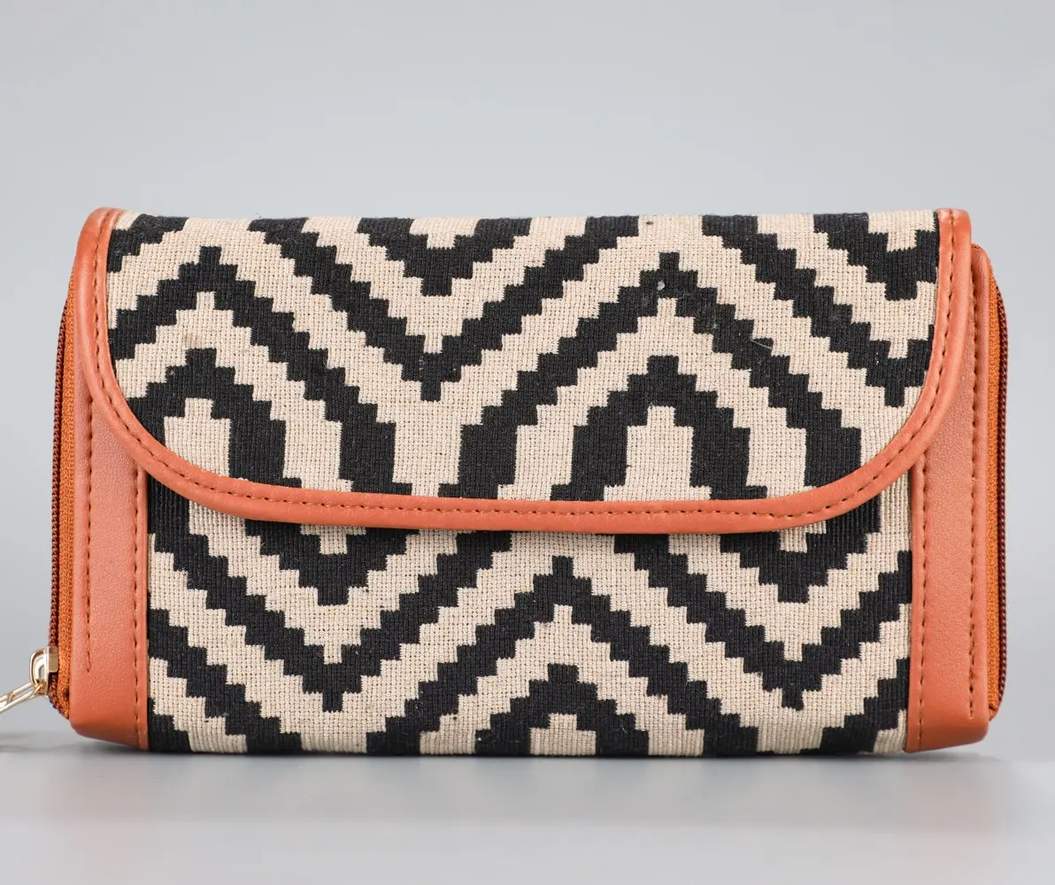 Vintage Zigzag Double Zipped  Wallet