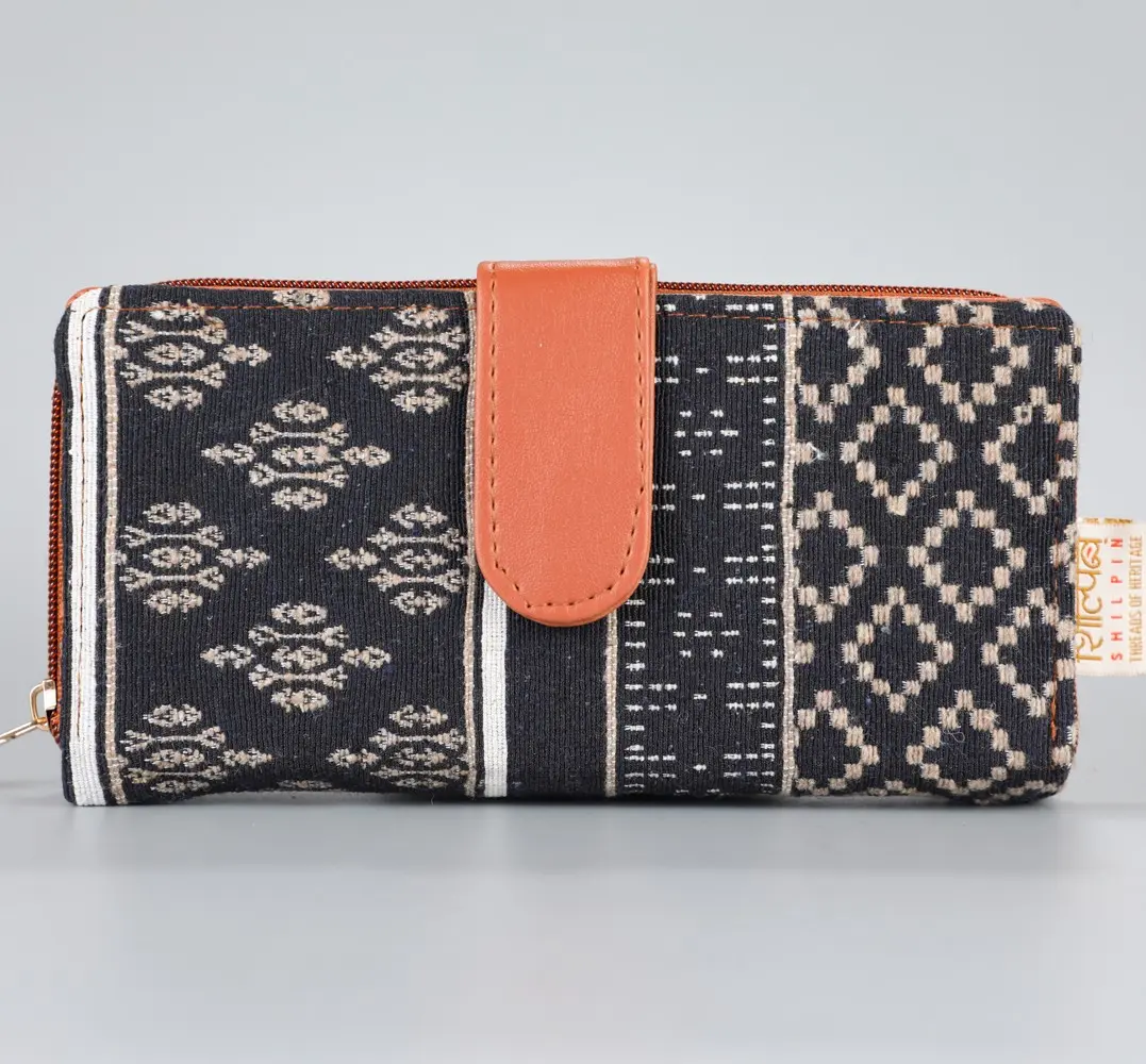Vintage Beige Abstract Flap Wallet
