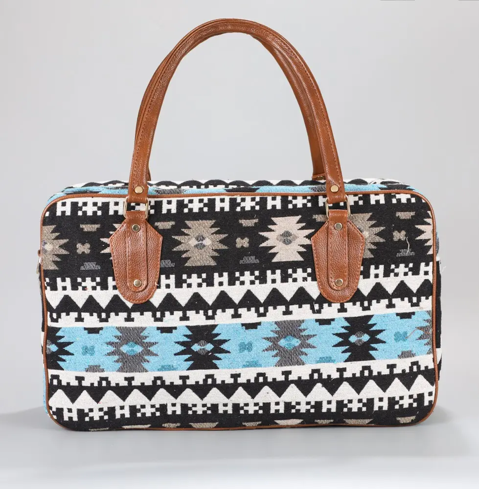 Vintage Blue Stripes Travel Bag