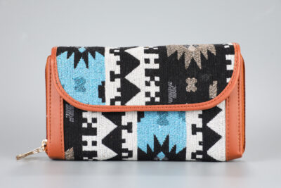 Vintage Blue Stripes Double Zipped Wallet