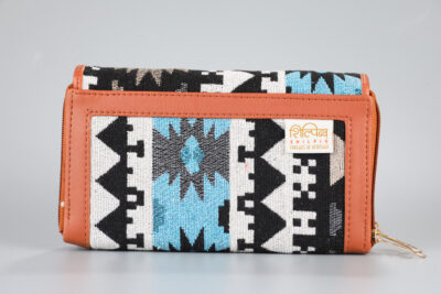 Vintage Blue Stripes Double Zipped Wallet