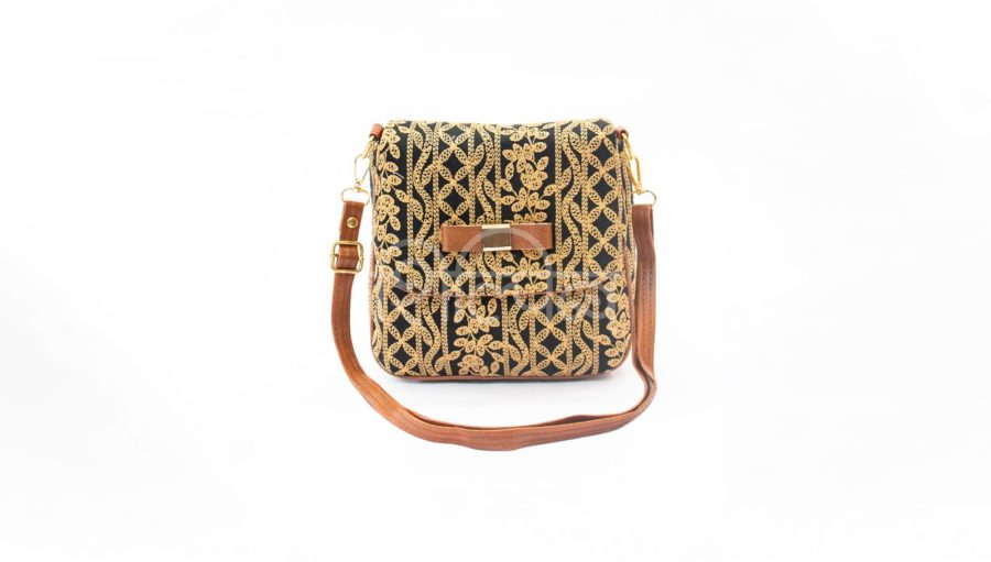 Lucknowi Stitch BB Brown Bow Sling Bag