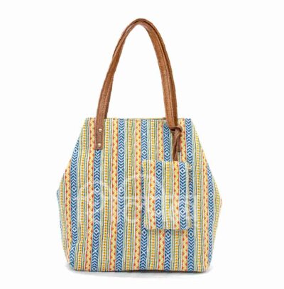 Blue and Yellow Stripes Jaipur Office Tote Bag