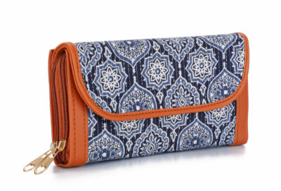 Royal Greek Blue Jaipur Double Zipped Wallet