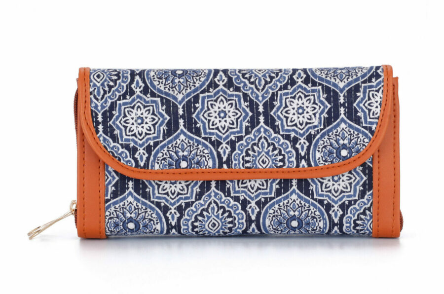 Royal Greek Blue Jaipur Double Zipped Wallet