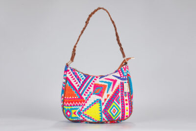 Vintage White Neon Pink Baguette Sling Bag