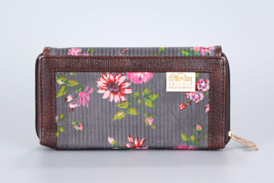 Pink Flowers Jaipur Double Zipped Wallet