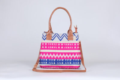 Vintage White & Neon Pink Classic Handbag