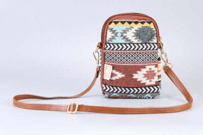 Vintage Brown Stripes Mobile Sling Bag