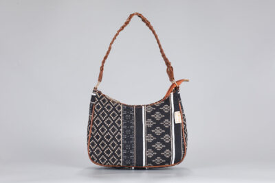 Vintage Beige Abstract Baguette Sling Bag