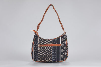 Vintage Beige Abstract Baguette Sling Bag