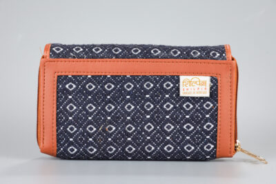 Vintage Blue Diamond Double Zipped Wallet