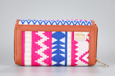 Vintage White & Neon Pink Double Zipped Wallet