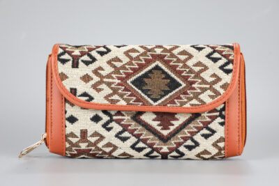 Vintage Tribal Triangle Double Zipped Wallet