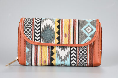 Vintage Brown Stripes Double Zipped Wallet