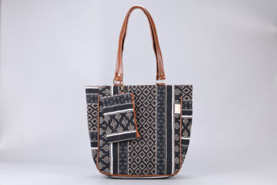 Vintage Beige Abstract Carryall Bag