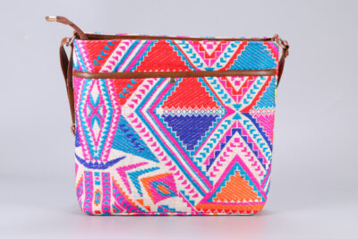 Vintage White Neon & Pink Multi Pocket Sling